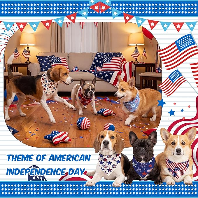 Tallew 60 Pcs 4th of July Dog Bandanas Bulk Patriotic Red White and Blue Charm - Image 2