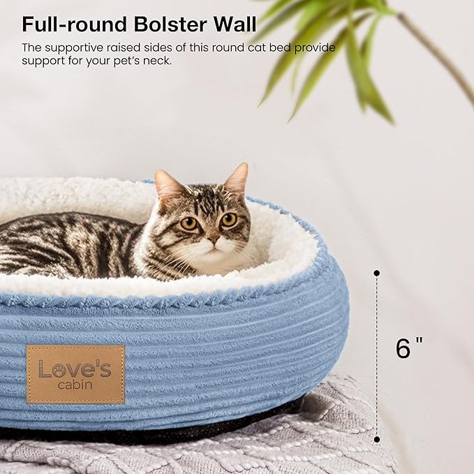 Love's cabin Round Donut Cat and Dog Cushion Bed, 20in Pet Bed - Image 5