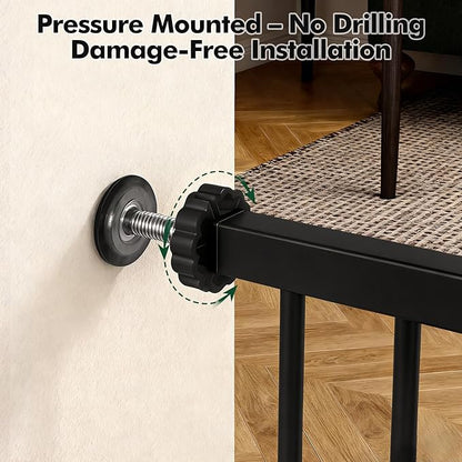Metal Pet Gate with Cat Door, Adjustable Dog Gate - Image 7