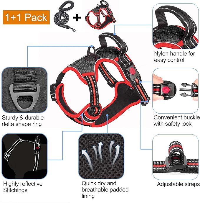 tobeDRI No Pull Dog Harness Adjustable Reflective Oxford Easy Control Medium - Image 3