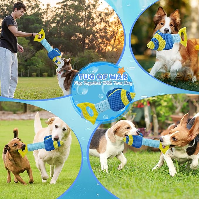 YZHDUXIU Tug of War Dog Toy, Squeaky Dog Toys, Interactive Fish Puppy Toys - Image 7