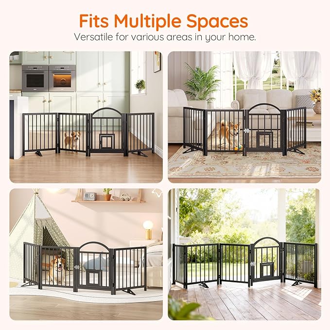 HOOBRO 4 Panel Freestanding Dog Gate - Image 3