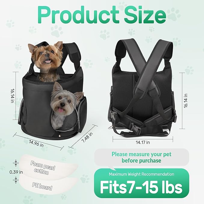 YUDODO Dog Front Backpack Carrier 7-15 lbs, Soft Breathable Pet Front Facing - Image 2
