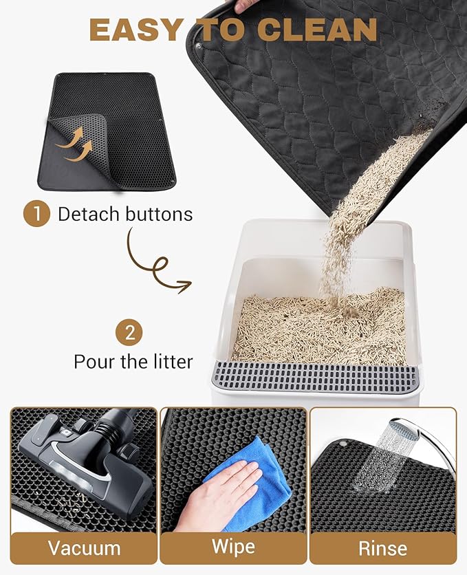 Fostanfly Cat Litter Mat, Extra Large XL Honeycomb Scatter Control, Urine & - Image 6
