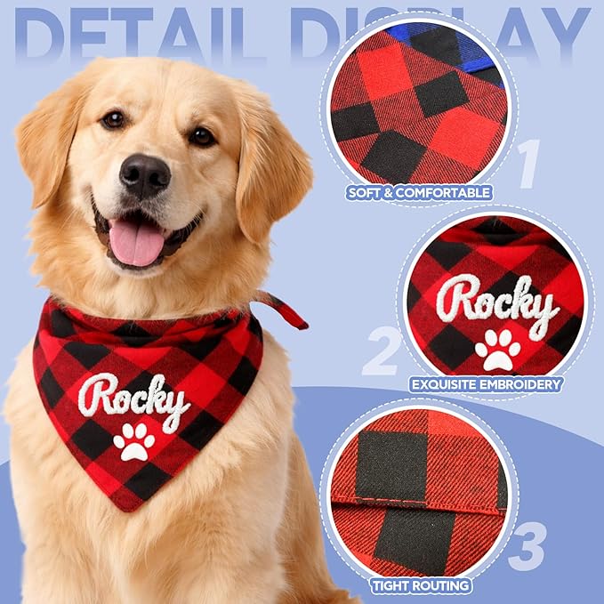 Personalized Dog Scarf Embroidered Name, Custom Dog Bandana - Image 6