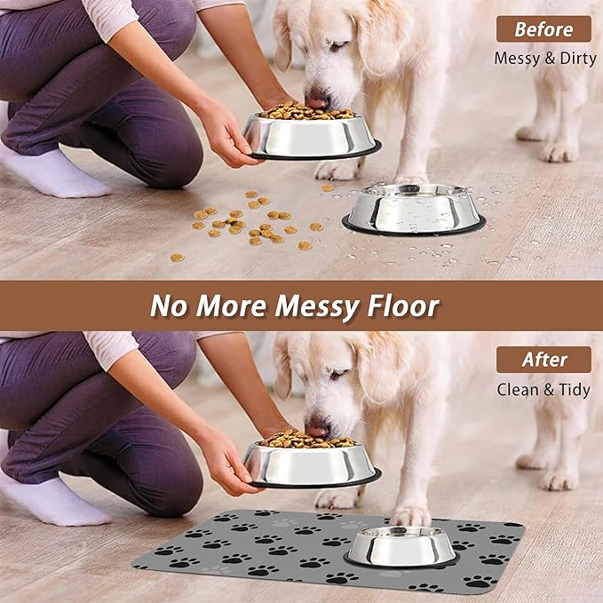 Cat Paw Prints Dog Food Mat for Floors, Non-Slip Pet Feeding Mat, Pet Supplies - Image 5