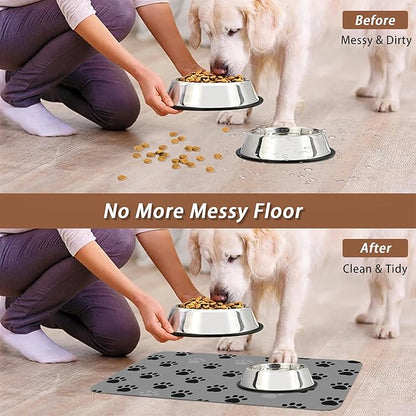 Cat Paw Prints Dog Food Mat for Floors, Non-Slip Pet Feeding Mat, Pet Supplies - Image 5