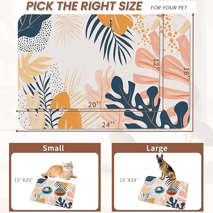 Boho Tropical Leaves Dog Food Mat - Image 2