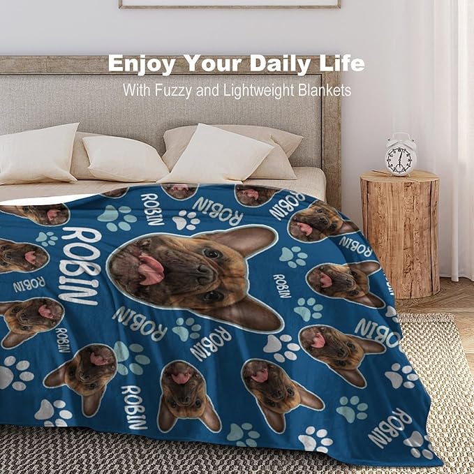 Custom Paw Prints Pet Name Blanket Personalized Dog Memory Blankets - Image 2