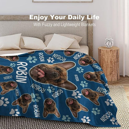 Custom Paw Prints Pet Name Blanket Personalized Dog Memory Blankets - Image 2