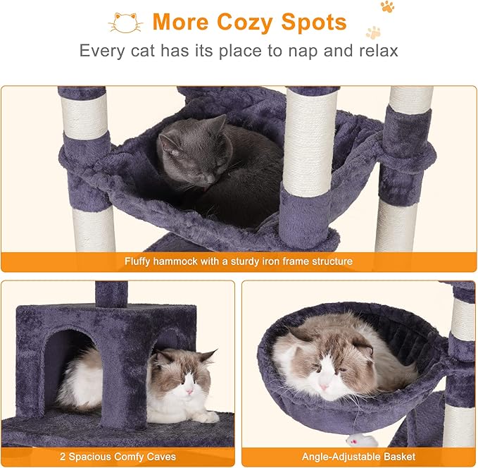 Heybly Cat Tree, 70 inches Tall Cat Tower condo - Image 6