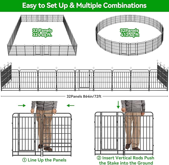 Kfvigoho Heavy Duty Dog Playpen: 32 Steel Panels 40" Height, Square Steel Pipe - Image 8