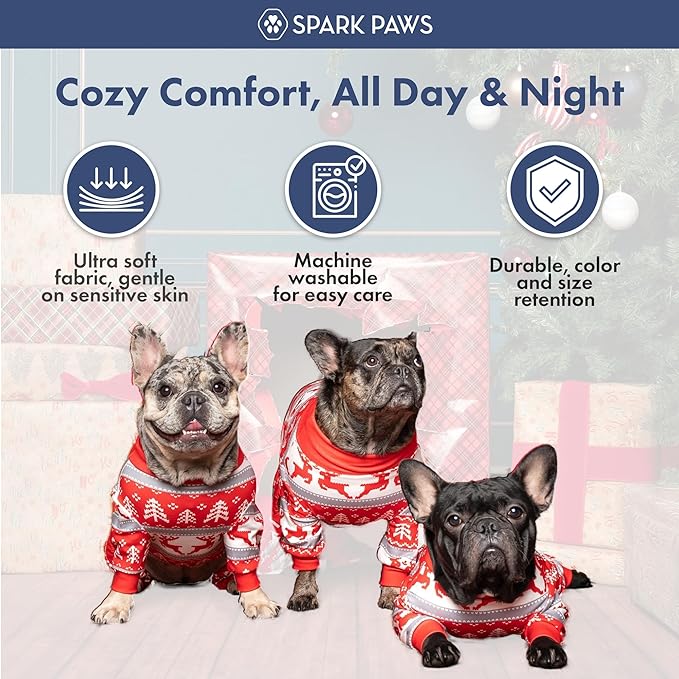 Spark Paws Dog Christmas Pajama, Dog Recovery Suit Male, Ultra-Soft and 4-Way - Image 5