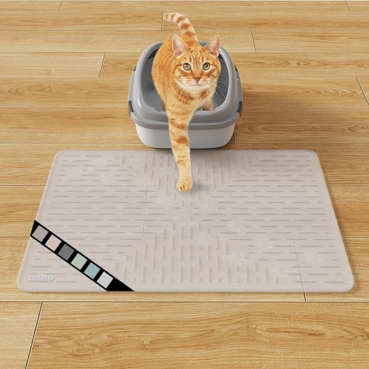 OHMO Cat Litter Mat Large Trapping Mat Premium Silicone Rubber 23.5x16 Semi by OHMO