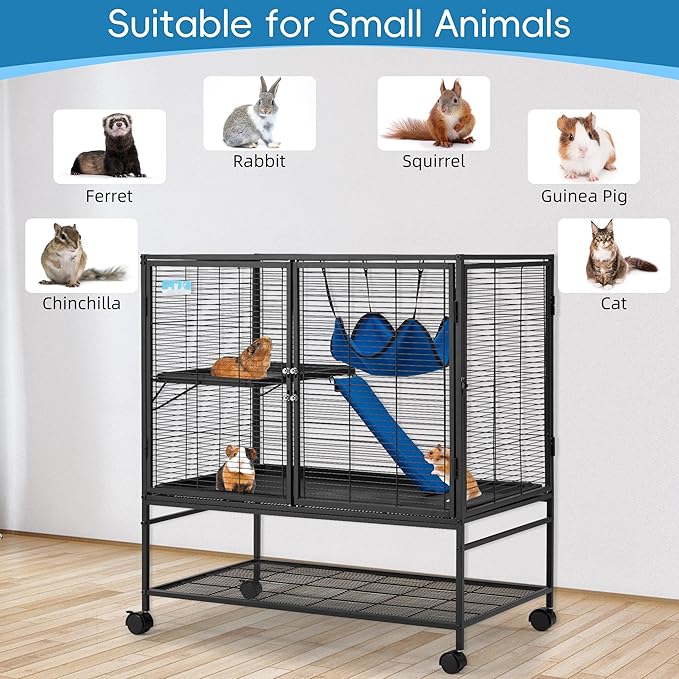 HABUTWAY 40''H Large Metal Rolling Ferrets Cage, 2-Tiers Small Animal Cages - Image 4