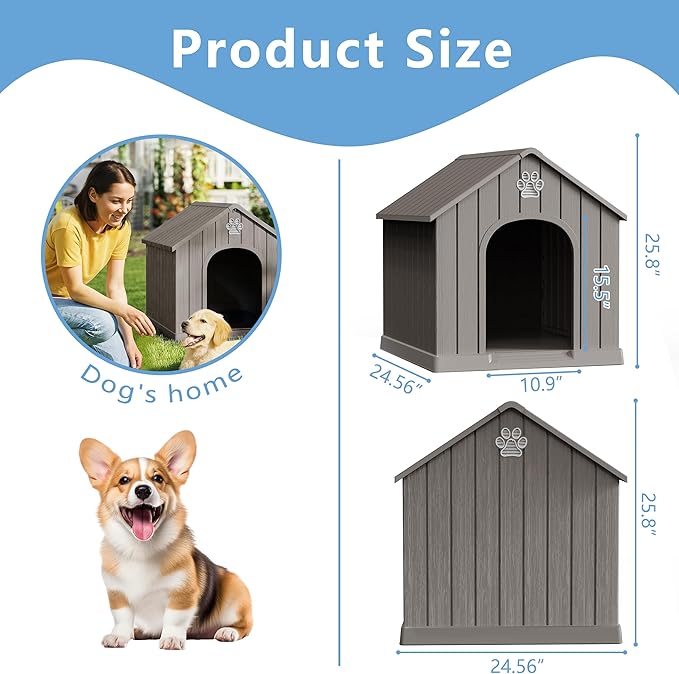 DRATO Indoor & Outdoor Dog Houses, Resin Material Pet Shelter - Image 6