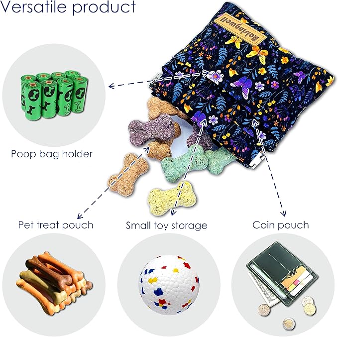 Raisingwell Dog Treat Pouch, Pocket Sized Pet Training Pouch, Cotton Fabric - Image 4