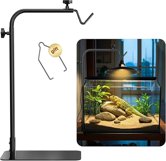 Reptile Heat Lamp Stand Adjustable 18"-32": Light Holder Fixture by Josmimic