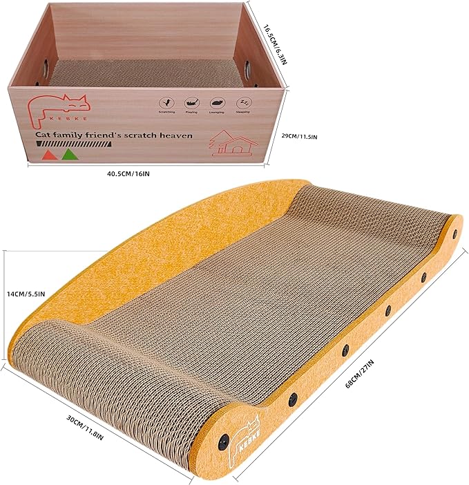 Cat Scratcher Bed 27 Inch Cat Couch Scratcher &16 Inch Cat Scratch Box - Image 7