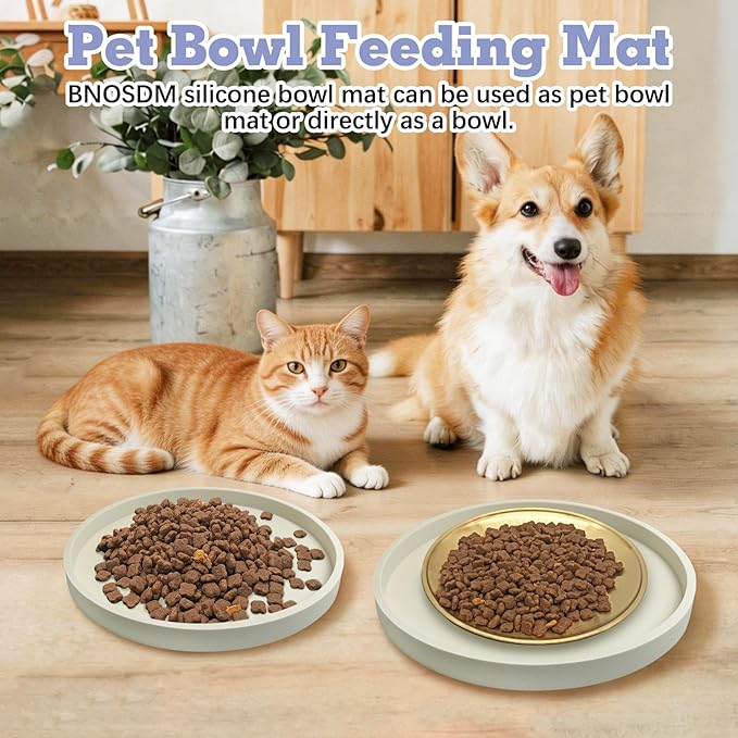 BNOSDM 2 PCS Dog Feeding Mat Brown Silicone Pet Food Mats Waterproof - Image 7