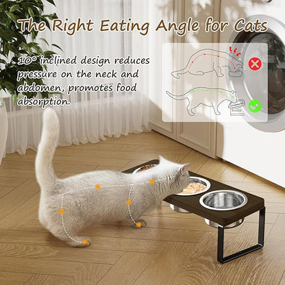 Elevated Cat Bowls with 3 Stainless Steel Bowls | 10° Tilted Anti-Vomiting - Image 3
