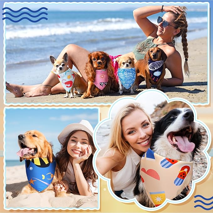 Huhumy 100 Pcs Ocean Dog Bandanas Bulk Pet Bibs Colorful Triangle Pet Ocean - Image 5