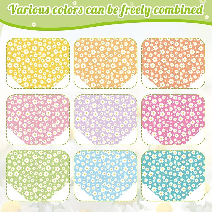 Weewooday 9 Pcs Summer Daisy Dog Bandanas Floral Birthday Handkerchief Scarf - Image 3