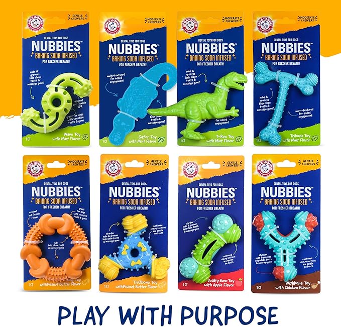 Arm & Hammer Nubbies Dog Dental Chew Toy, TPR Wave, Mint Flavor, - Image 7