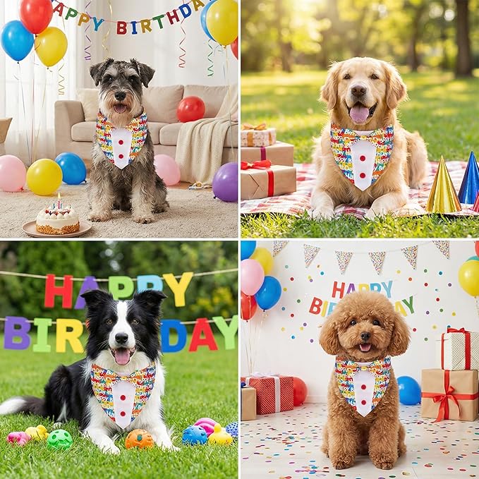 ADOGGYGO Birthday Dog Tuxedo, Adjustable Happy Birthday Print Pet Bowtie Collar - Image 2