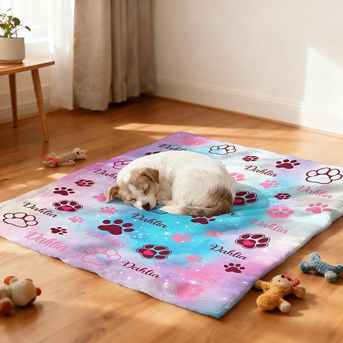 Custom Blanket with Dog Name Personalized Funny Throw Blankets Soft Warm Fleece - Image 4
