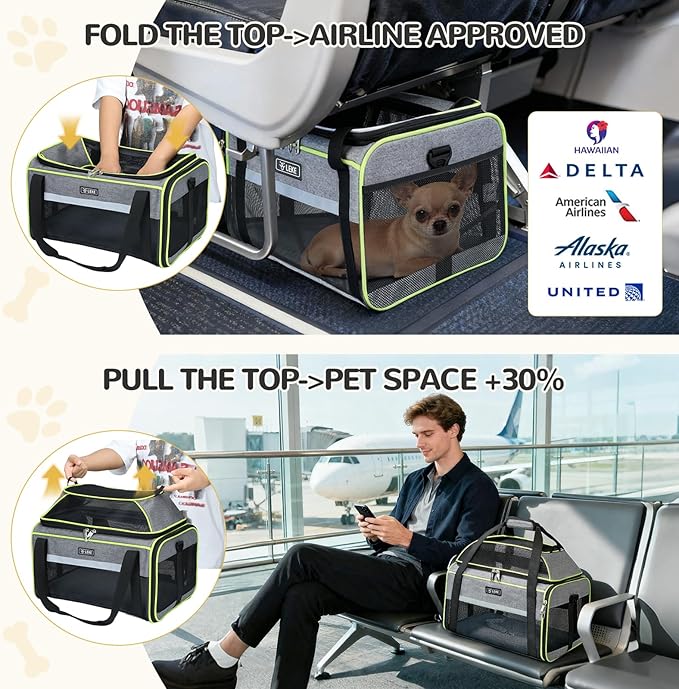 Lekereise Top-Expandable Pet Carrier 17x11x9.5 Inch Alaska Hawaiian Airline - Image 5