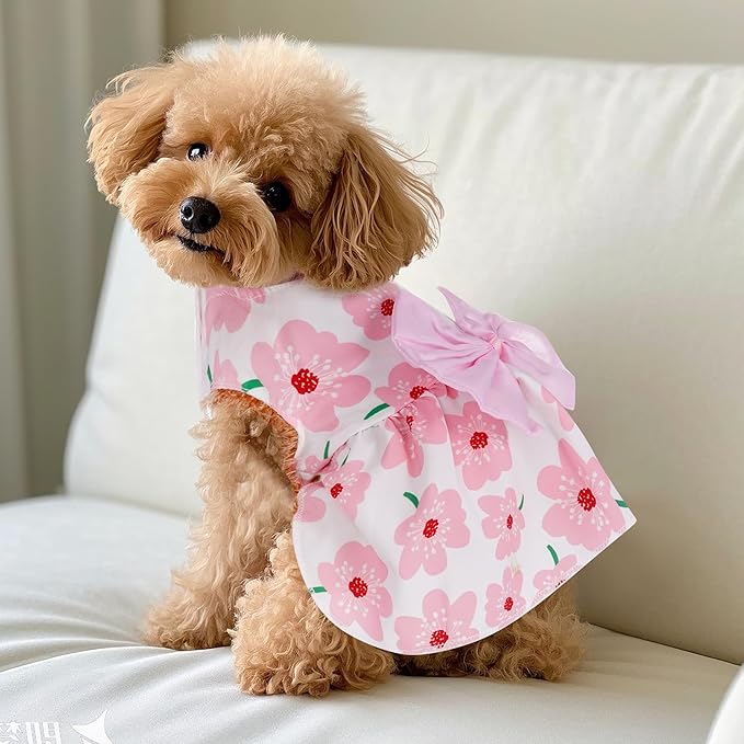 choyaxo Floral Dog Dress Cute Dog Skirt Pet Dress Summer Pet Clothes - Image 6