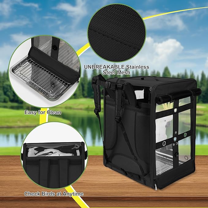 Bird Carrier Travel Cage, Cockatoo Carrier, Parrot Travel Backpack - Image 6