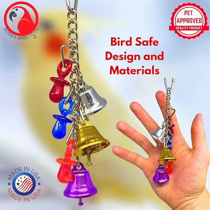 Bonka Bird Toys 1107 Jingle Bells 6" x 2" Acrylic and Metal Hanging Toy - Image 4