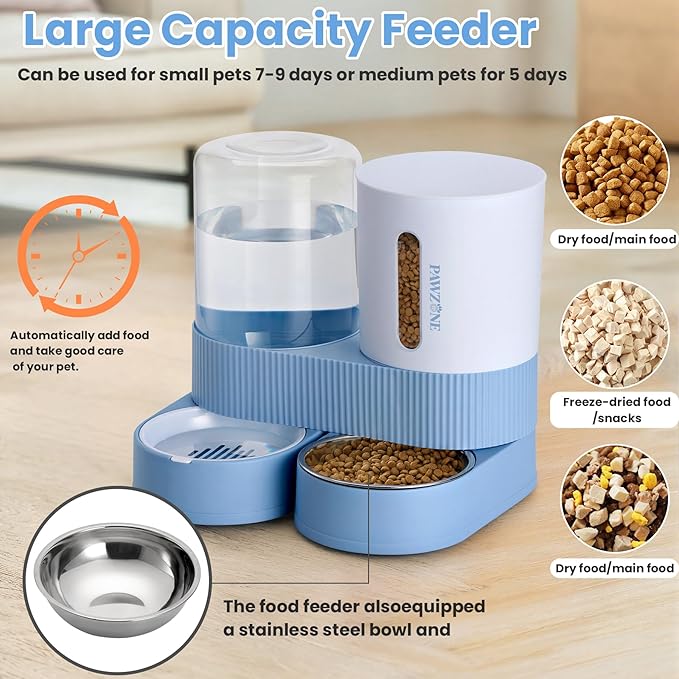 2 Pack Automatic Cat Feeder Stainless Steel Water Dispenser Gravity Food Feeder - Image 3