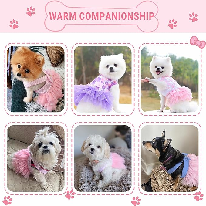 Dog Dresses, Fashion Pet Dog Clothes, Striped Mesh Puppy Dogs Princess Dresses - Image 4