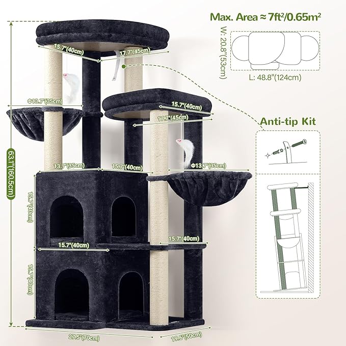 Globlazer Cat Tree Tower for Indoor Cats, Sturdy Adult Cat Tree House for Large - Image 6