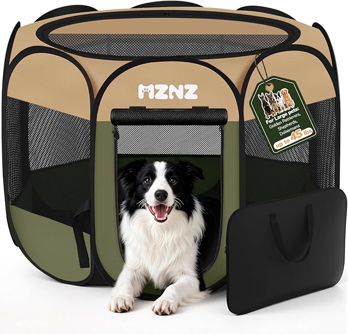 Dog Playpen, Portable Puppy Pet Crate Indoors by MZNZ