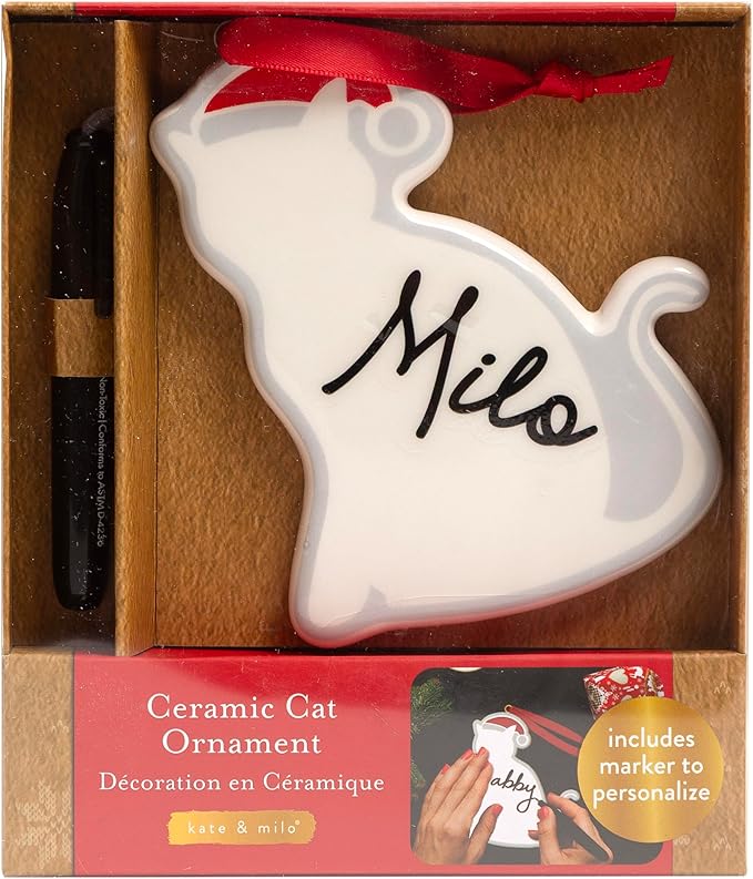 Kate & Milo Ceramic Cat Christmas Ornament – Personalized Pet Holiday Tree - Image 8
