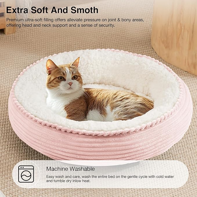 Love's cabin Round Donut Cat and Dog Cushion Bed, 20in Pet Bed - Image 7