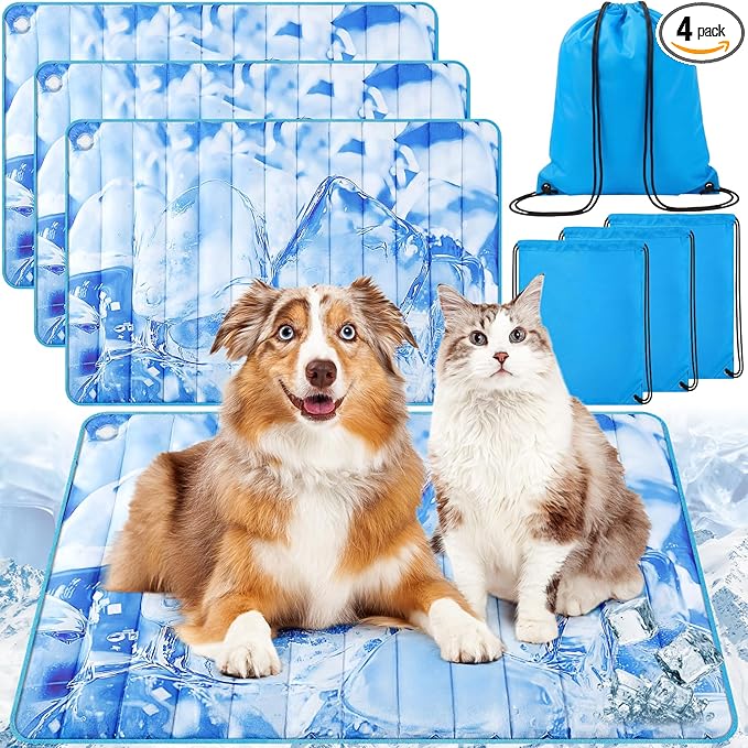 Chunful 4 Pack Dog Cooling Mat Water Injection Pet Cooling Mat by Chunful