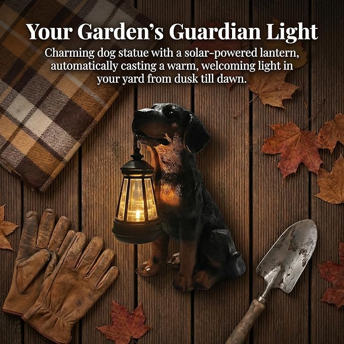 Dog Statue with Solar Lantern - Image 2