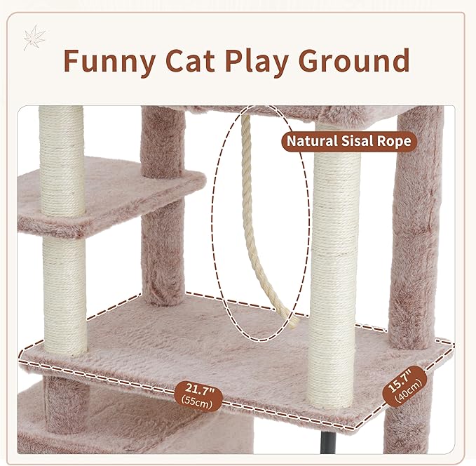 Gitelsnour Cat Tree for Indoor Cats Large Adult, 70.5'' Cat Tower - Image 3