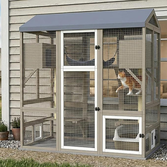 Ketive Catio Outdoor Cat Enclosure Large Walk-in Cat House by Ketive