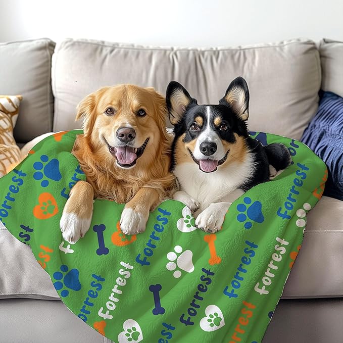 Personalized Dog Blankets with Name, Custom Paw Print Blanket - Image 3