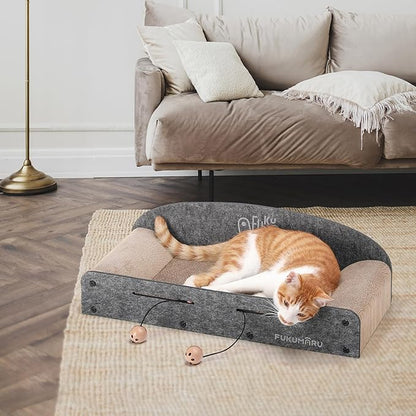 FUKUMARU 26 Inch Large Cat Scratcher Bed, 2 Reversible Cardboard Cat Scratch - Image 9