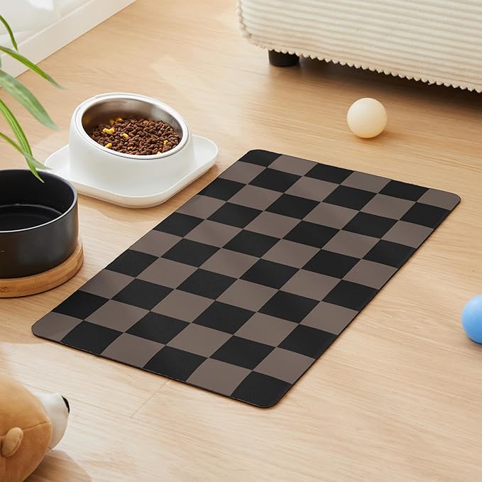 Checkered Dog Feeding Mat, Absorbent Mats by Ralxion