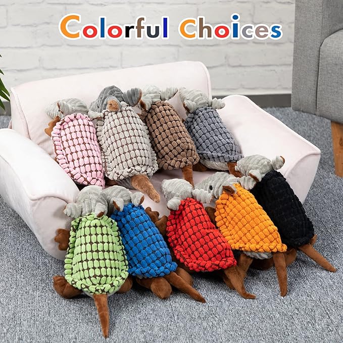 Hollypet Plush Dog Squeaky Toy Stuffed Armadillo Animal Pet Puppy Chew Toys - Image 7