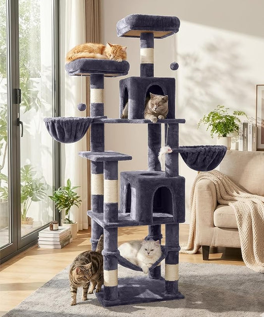 AMHANCIBLE 70 Inch Cat Tree for Large Cats, Tall Heavy Duty Kitty Playhouse by AMHANCIBLE