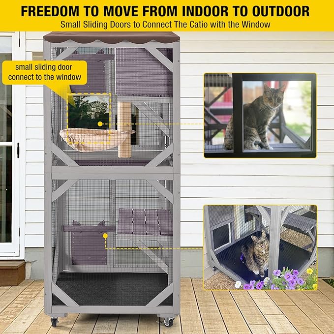 Cat House Outdoor Catio for Catis Mobile Enclosures on Wheels Large Cat Cage - Image 3